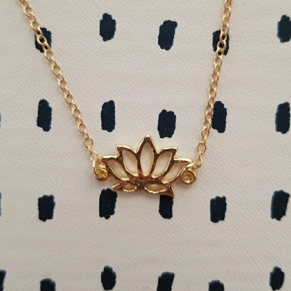 Gold Dainty Lotus Pendant Necklace